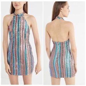 Urban Outfitters Striped Sequin Halter Dress